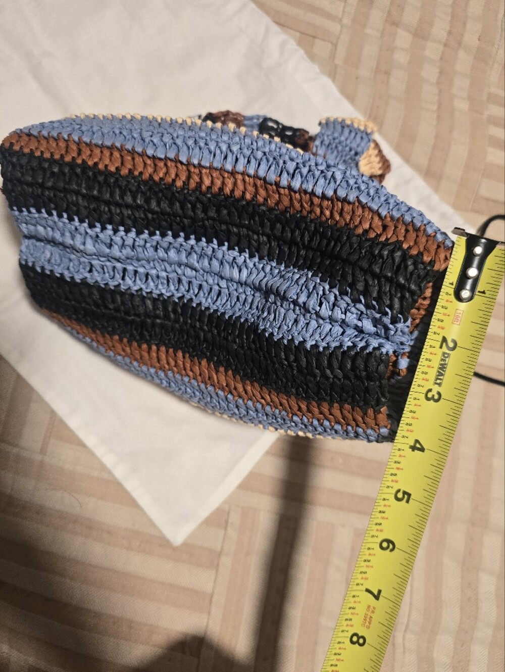 A.L.C. Woven Small Straw Tote in Blue, Black & Rust. NWT - Picture 6 of 9